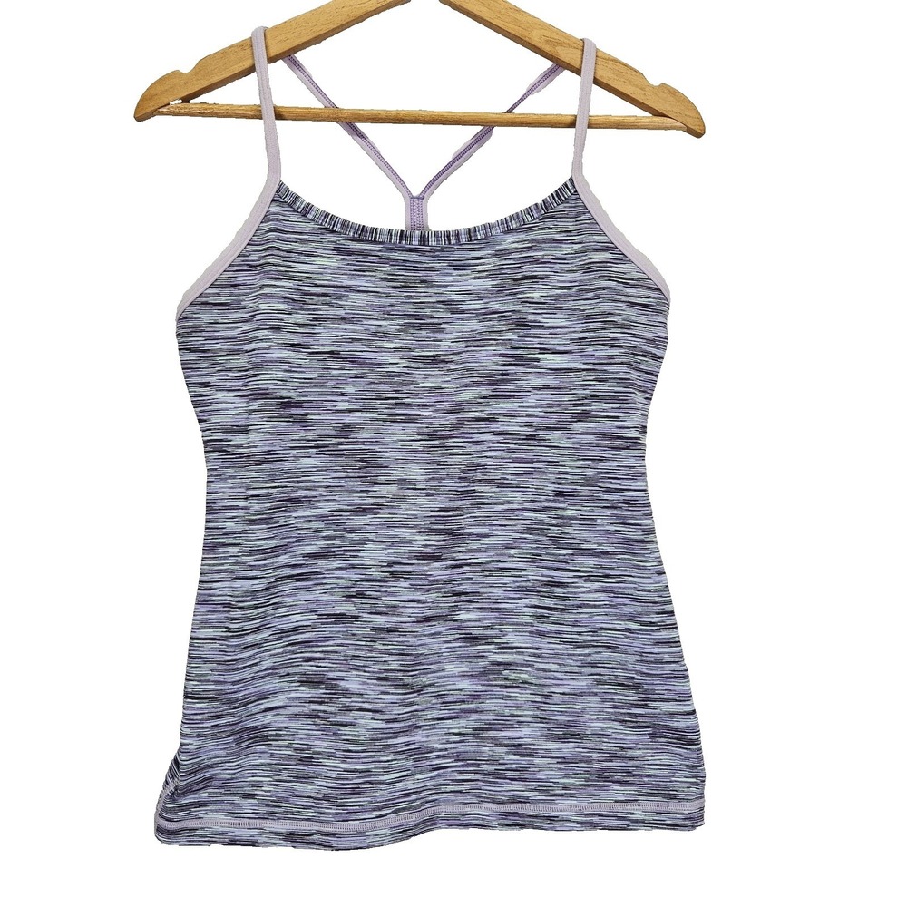Lululemon Power Y Tank Top Active Yoga Size 8 Lilac Space Dye Light Support
